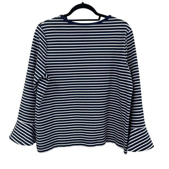 Draper James Sadler Striped Bell Sleeve Navy White Pullover Top Womens Large - Picture 6 of 6